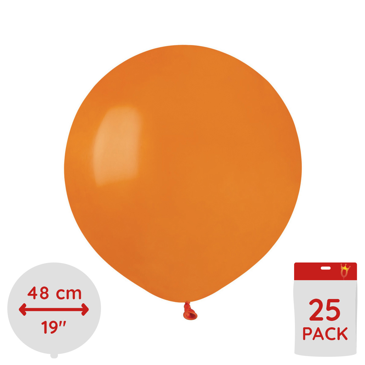 Latexballonger - Orangea Runda 48 cm 25-pack