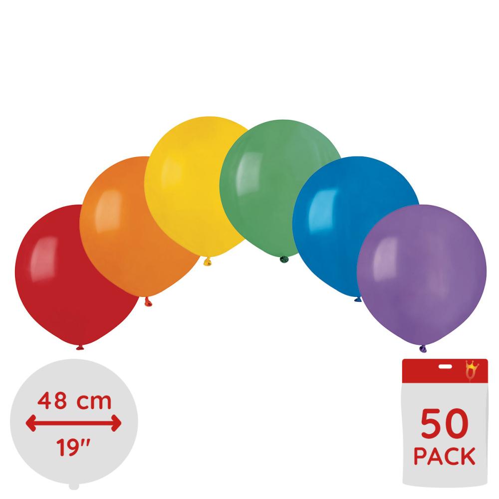 Latexballonger - Kombo Regnbåge Runda 48 cm 50-pack