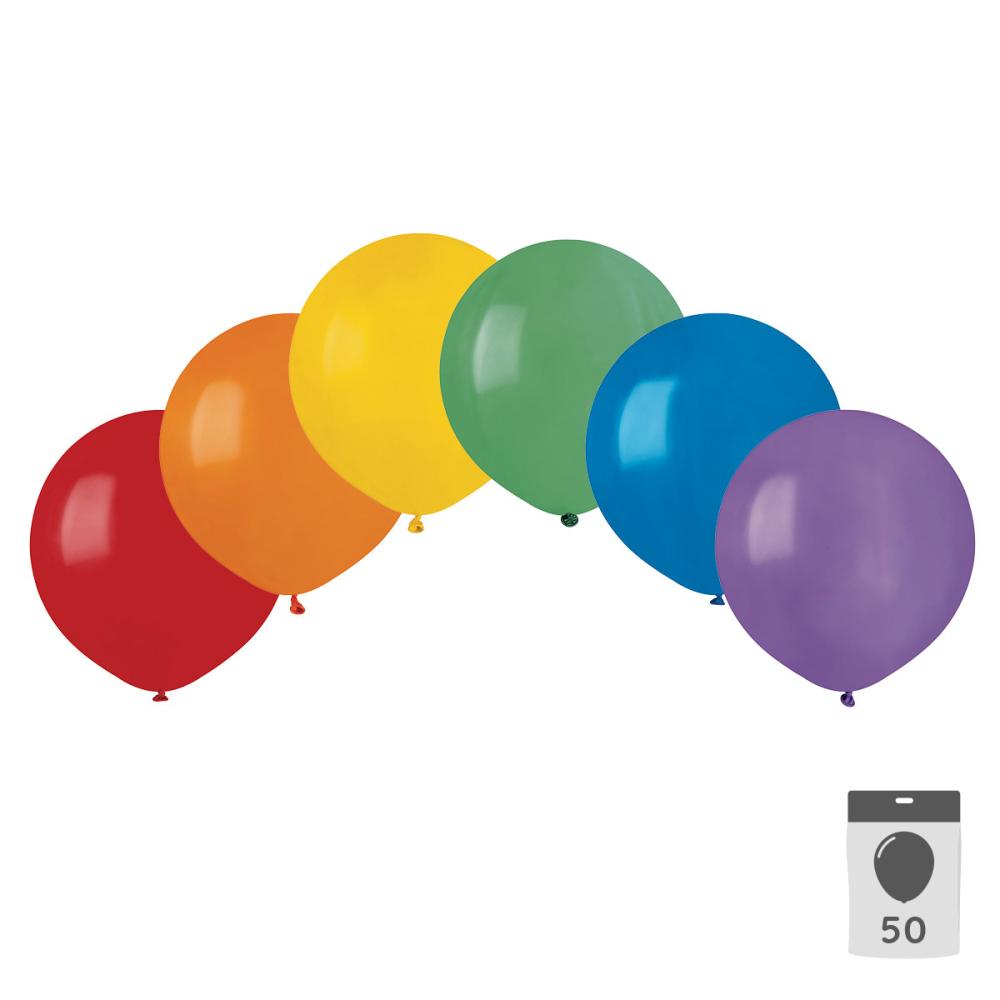 Latexballonger - Kombo Regnbåge Runda 48 cm 50-pack