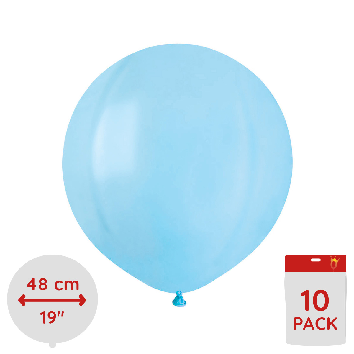 Latexballonger - Ljusblå Runda 48 cm 10-pack
