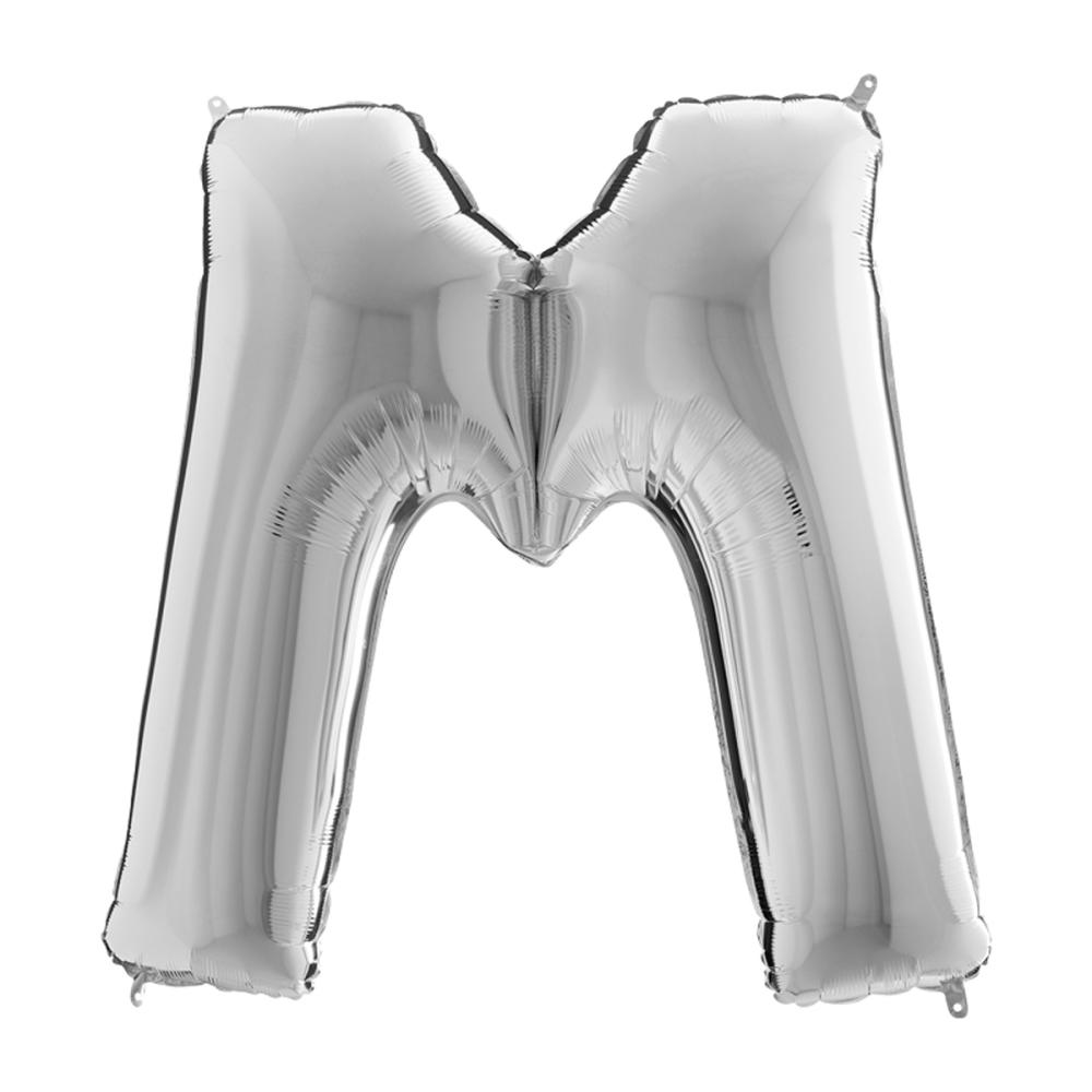 Bokstavsballong - M Silver 100 cm