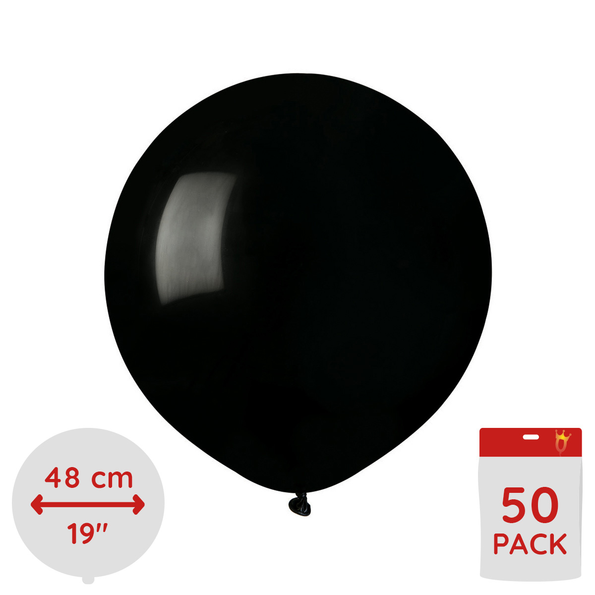 Latexballonger - Svarta Runda 48 cm 50-pack