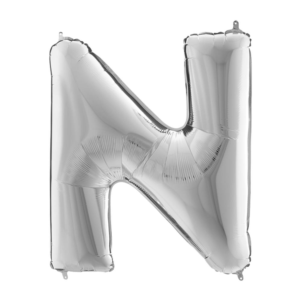 Bokstavsballong - N Silver 100 cm