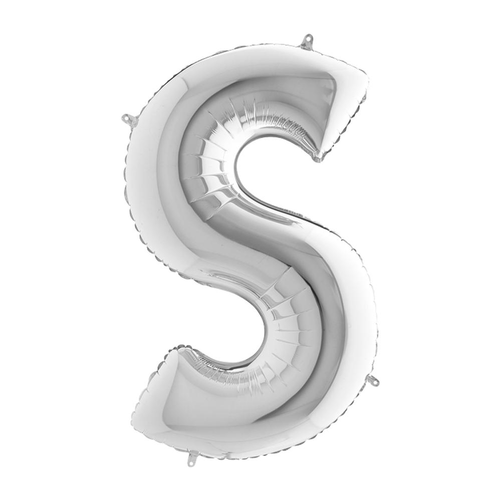 Bokstavsballong - S Silver 100 cm