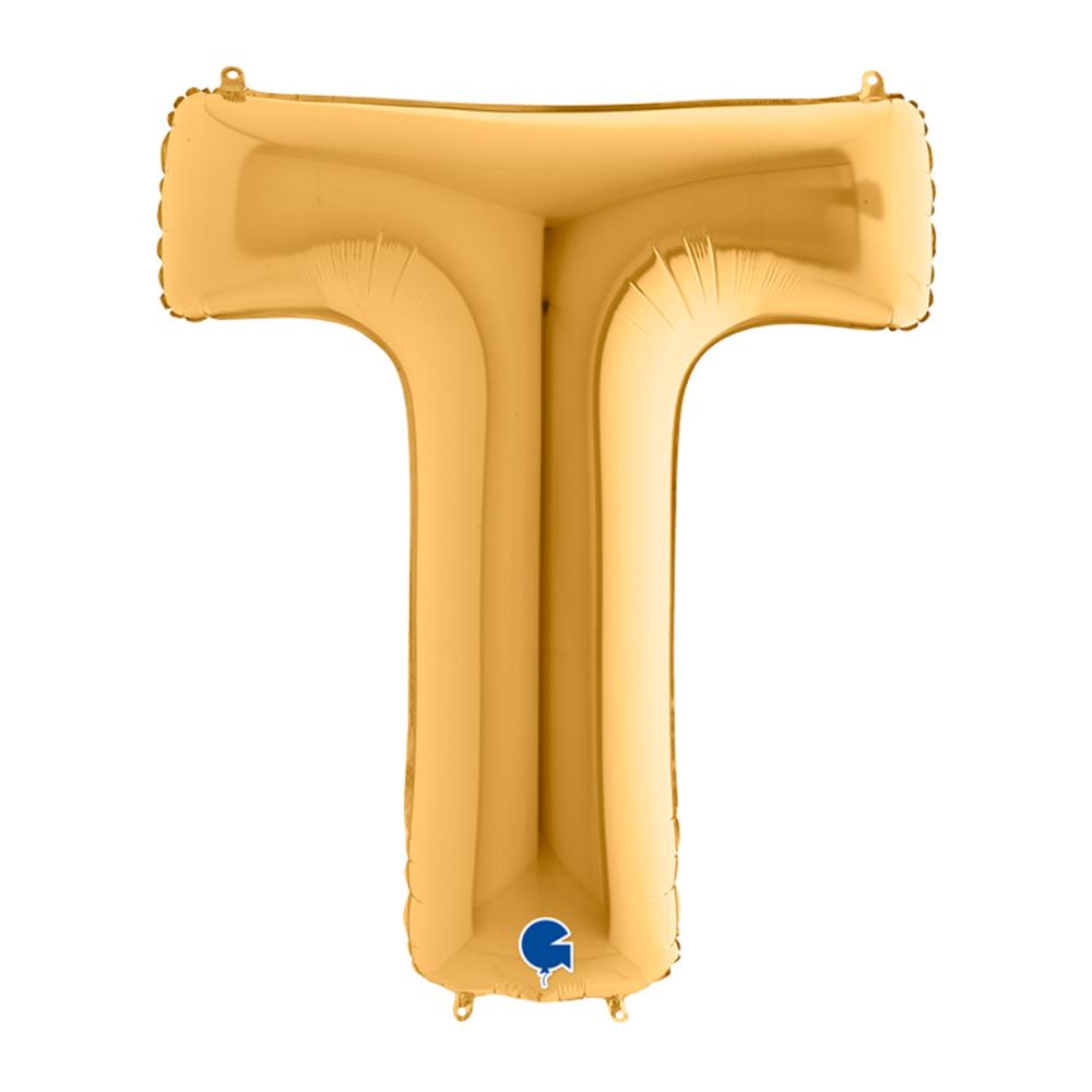 Bokstavsballong - T Guld 100 cm