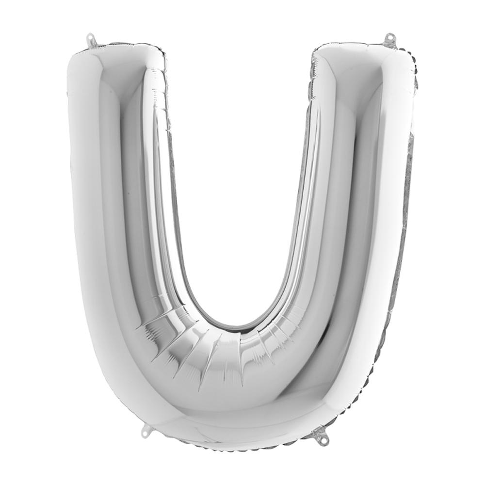 Bokstavsballong - U Silver 100 cm