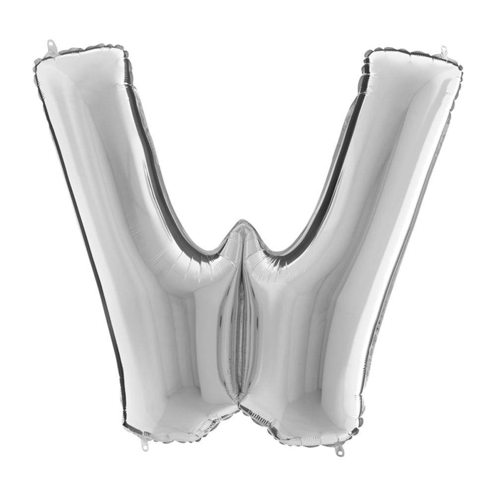 Bokstavsballong - W Silver 100 cm