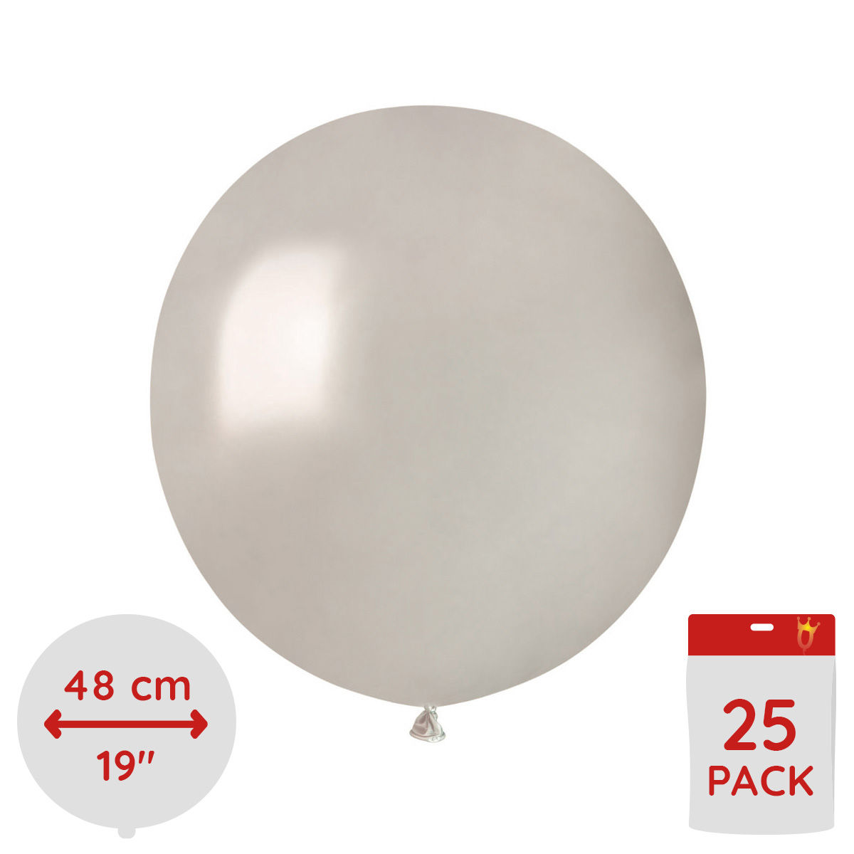 Latexballonger - Pärlemor Runda 48 cm 25-pack