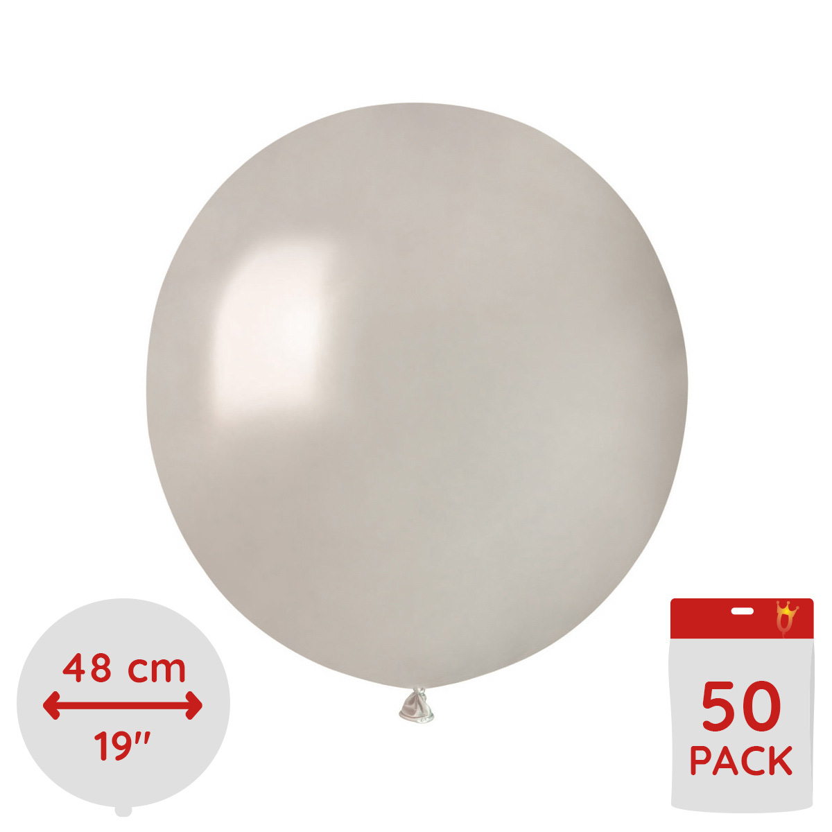 Latexballonger - Pärlemor Runda 48 cm 50-pack