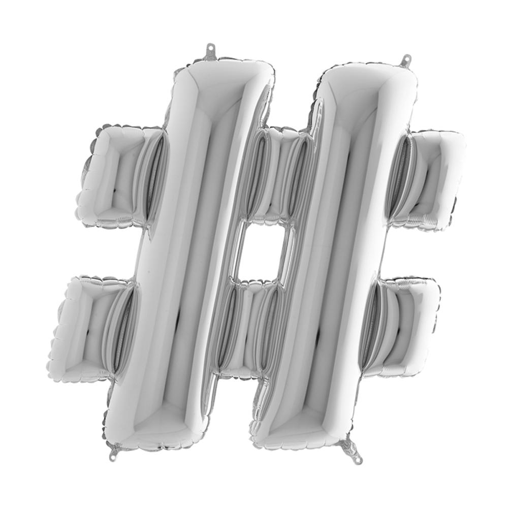 Teckenballong - # Hashtag Silver 100 cm