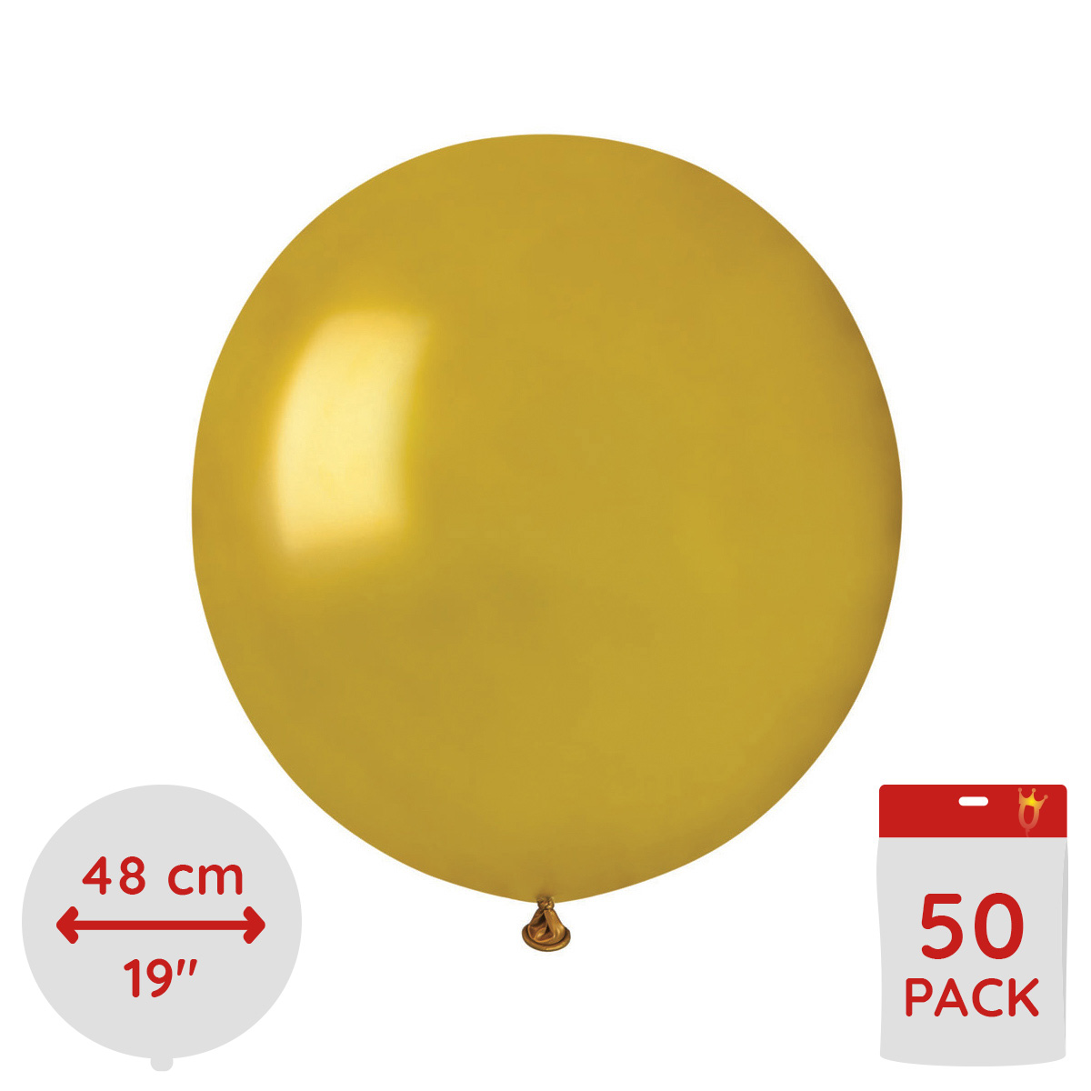 Latexballonger - Guld Runda 48 cm 50-pack