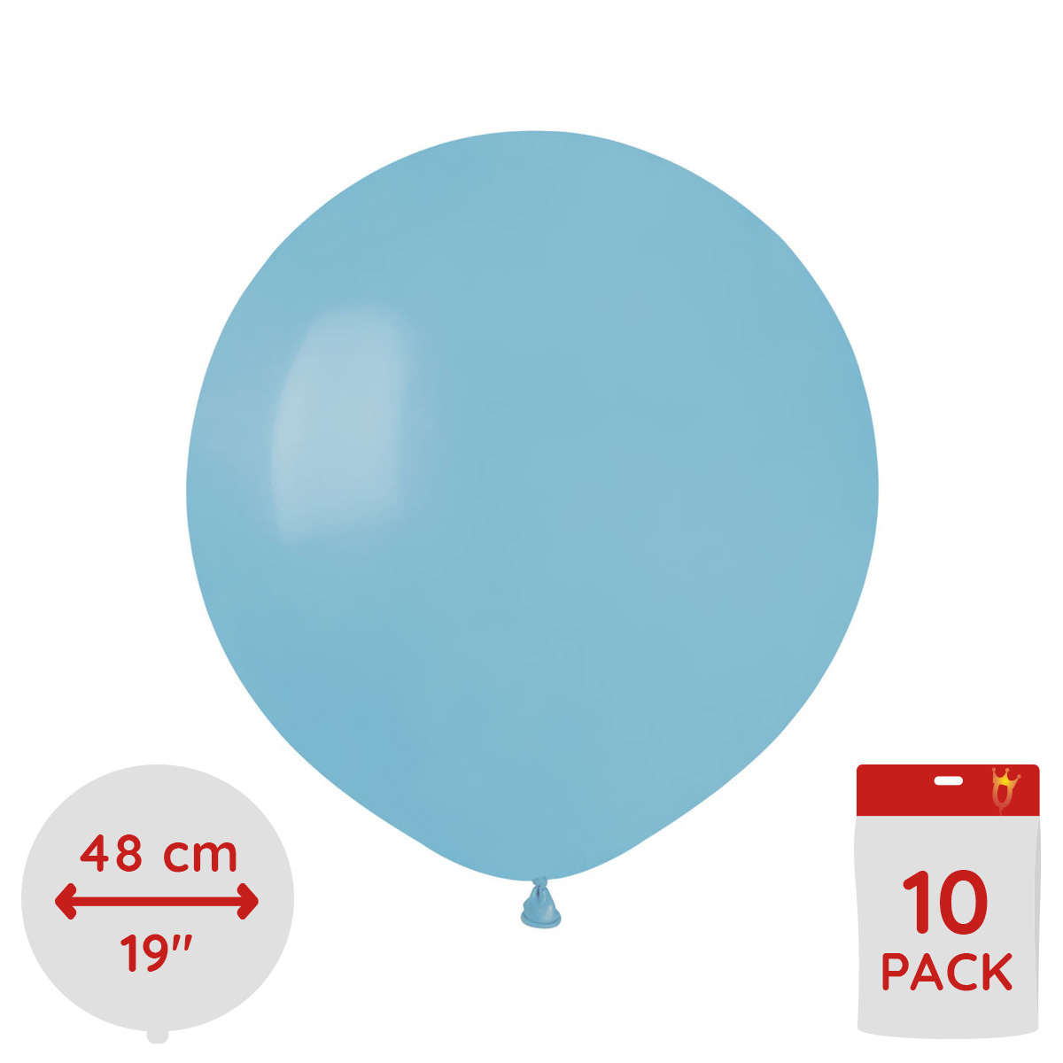 Latexballonger - Baby Blue Runda 48 cm 10-pack