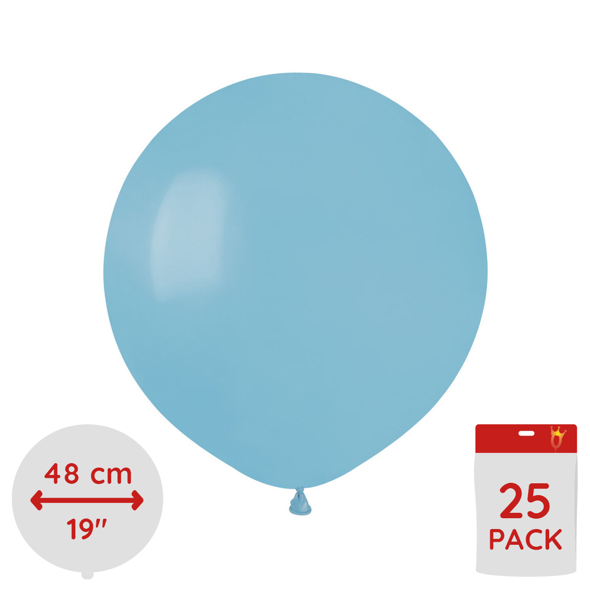 Latexballonger - Baby Blue Runda 48 cm 25-pack