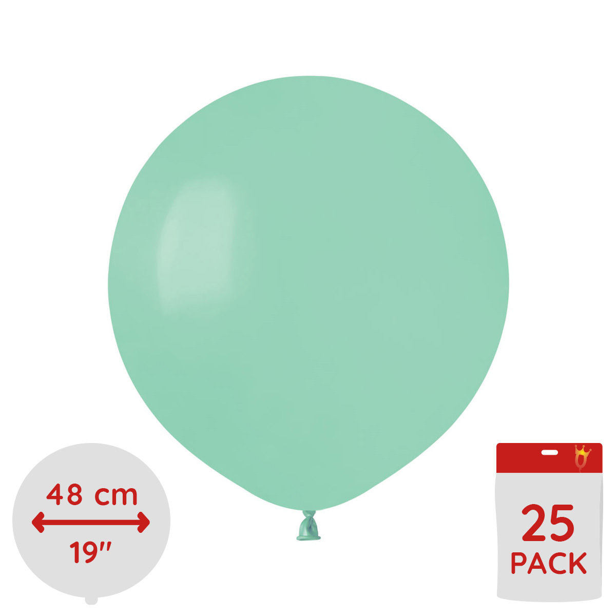Latexballonger - Mintgröna Runda 48 cm 25-pack