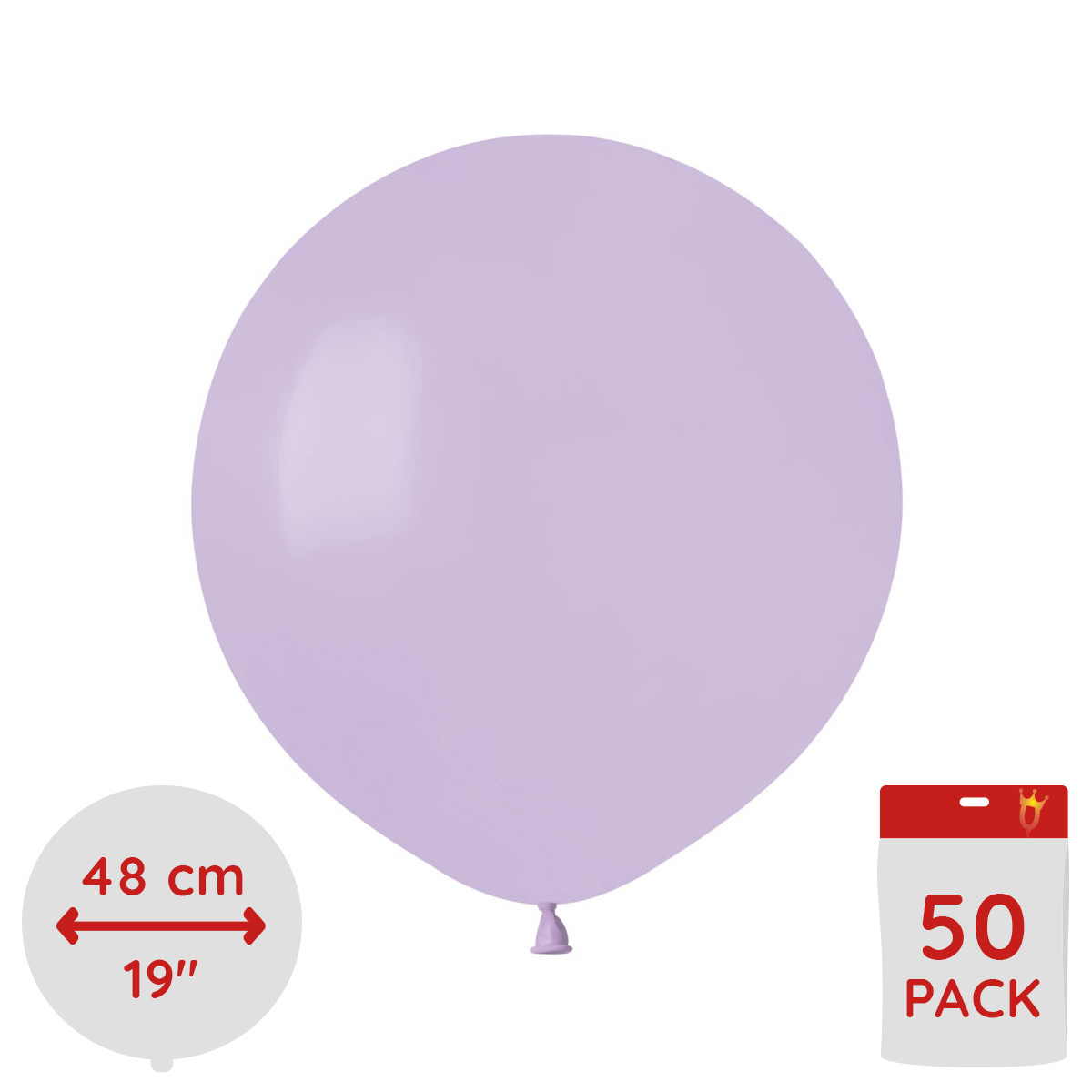 Latexballonger - Ljuslila Runda 48 cm 50-pack