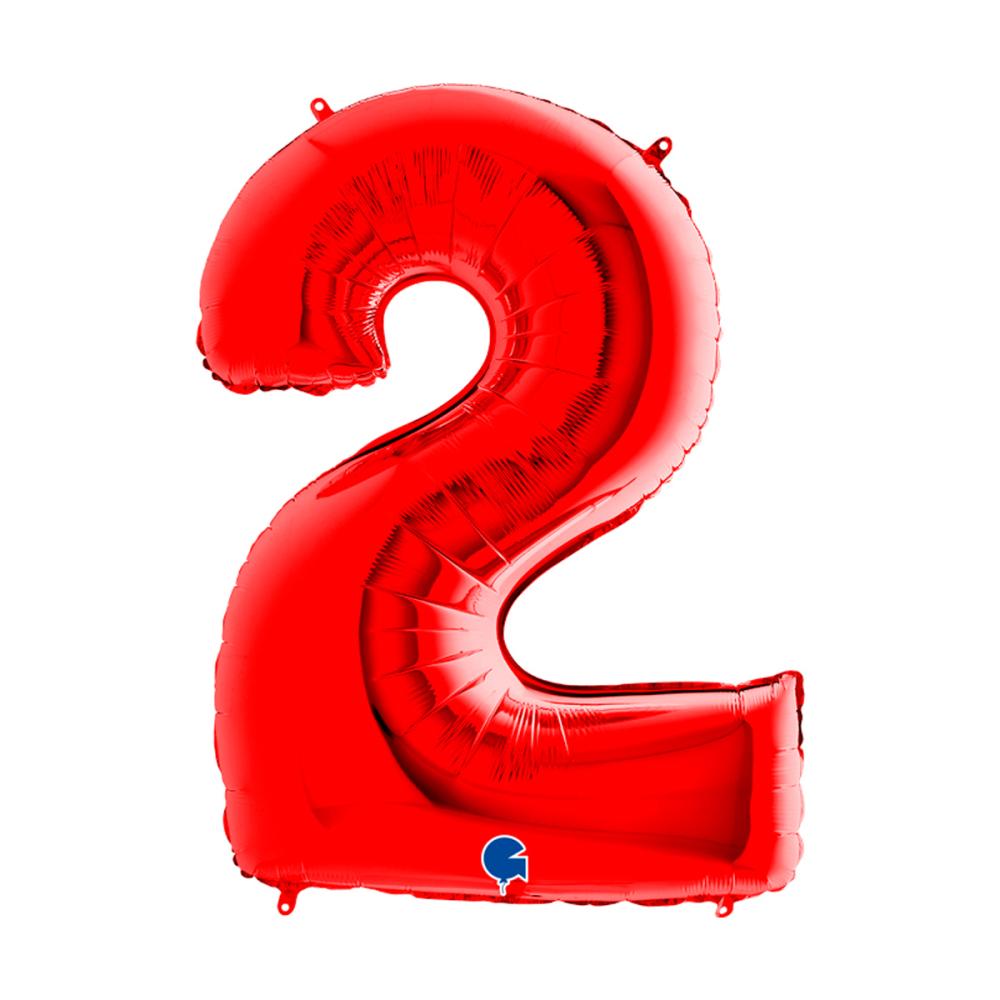 Ballongsiffra - Två Röd 100 cm