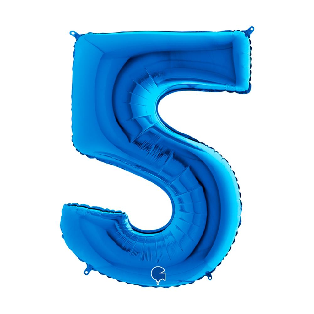 Ballongsiffra - Fem Blå 100 cm