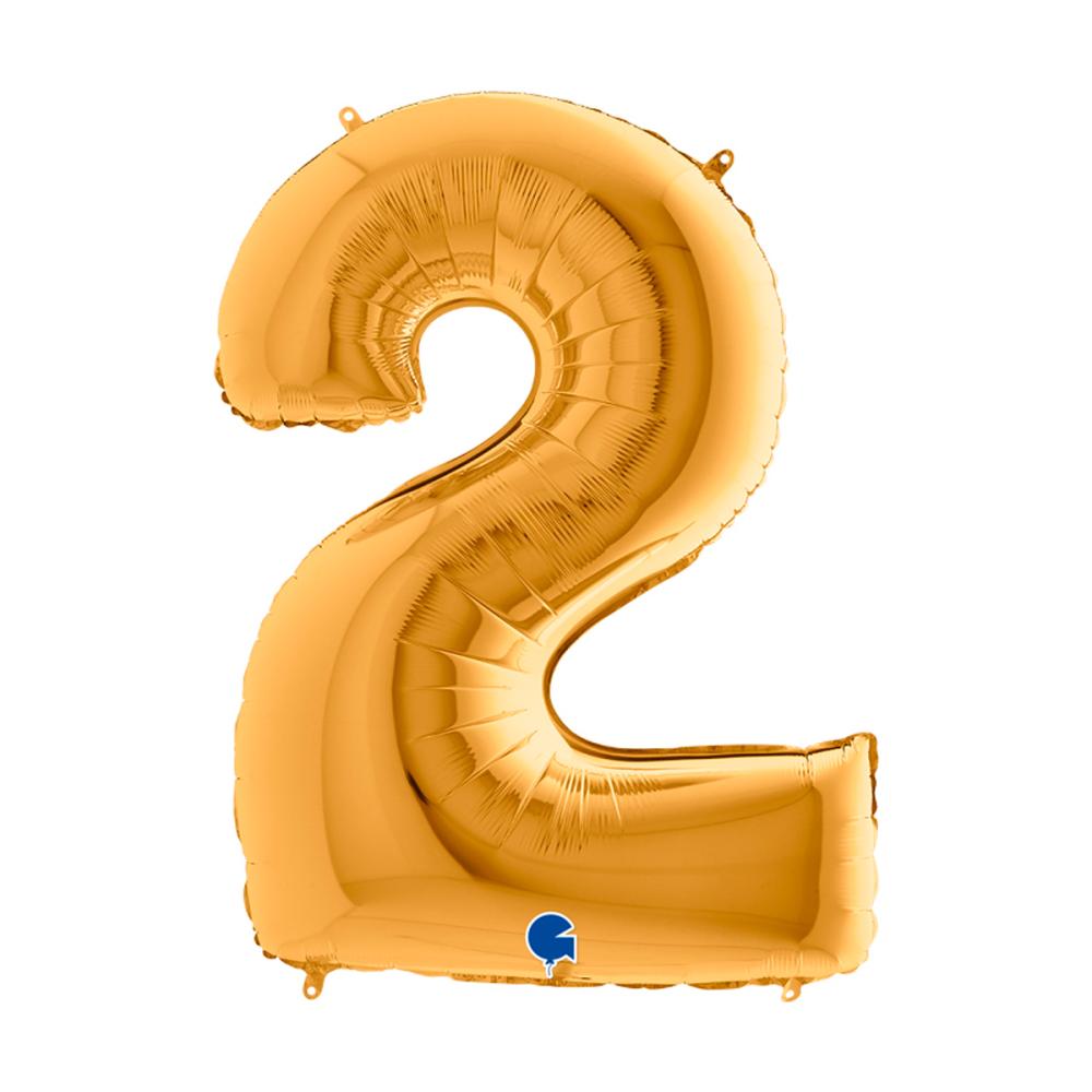 Ballongsiffra - Två Guld 100 cm