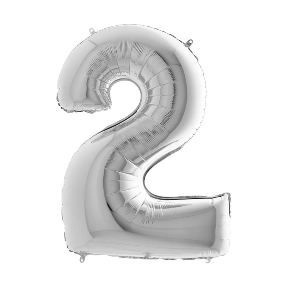 Ballongsiffra - Två Silver 100 cm