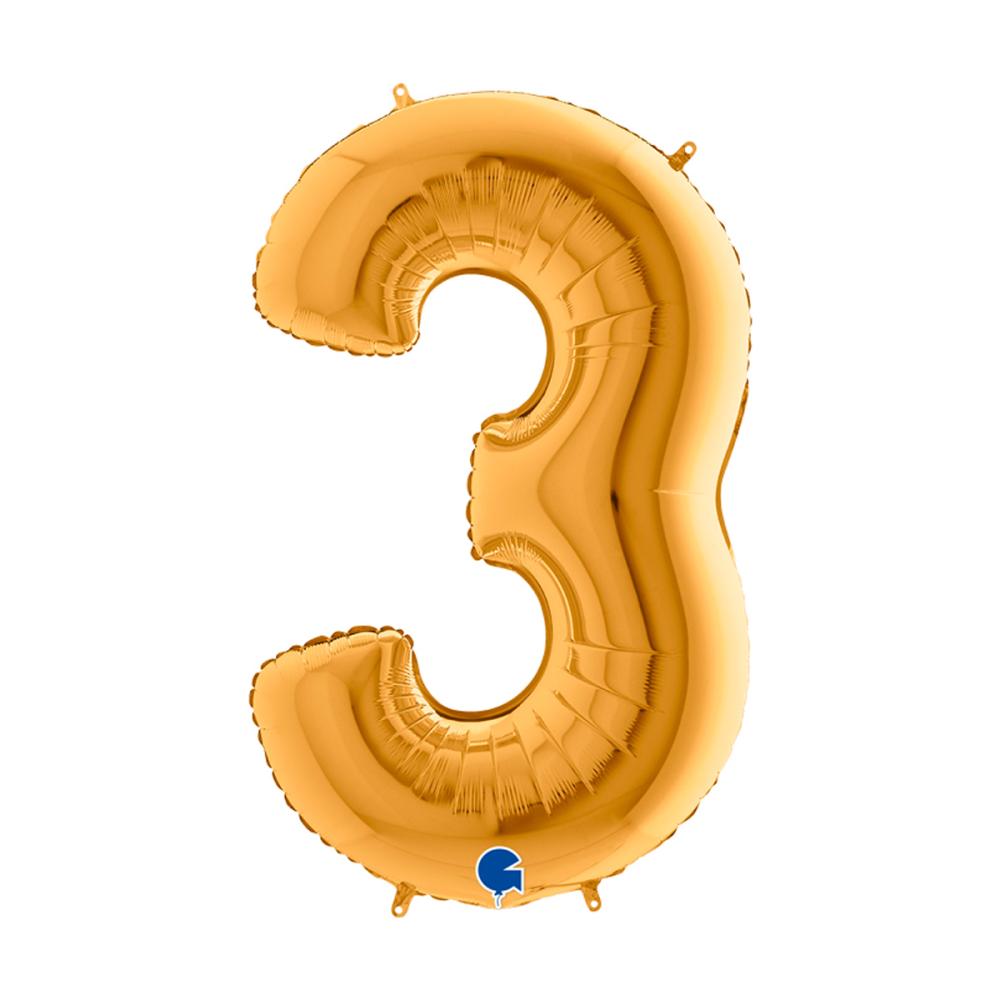 Ballongsiffra - Tre Guld 100 cm