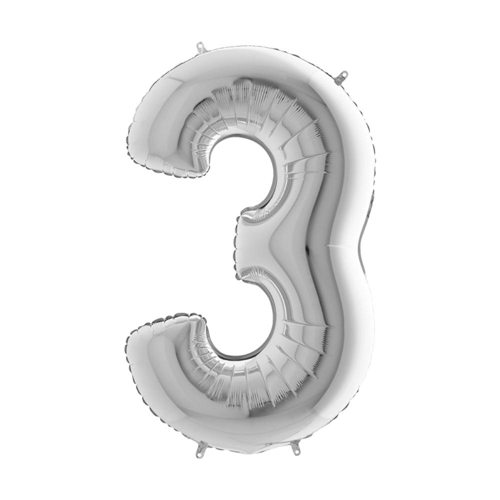 Ballongsiffra - Tre Silver 100 cm