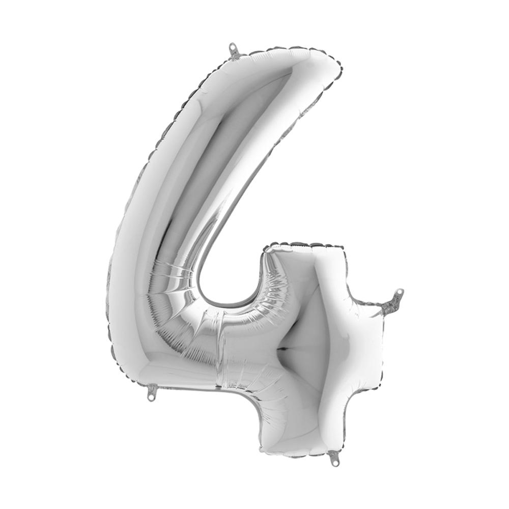 Ballongsiffra - Fyra Silver 100 cm
