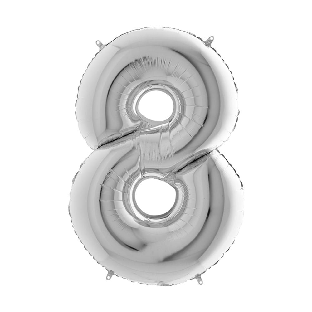Ballongsiffra - Åtta Silver 100 cm