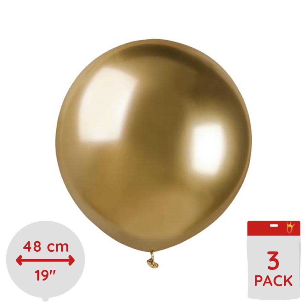 Latexballonger - Shiny Guld  48 cm 3-pack