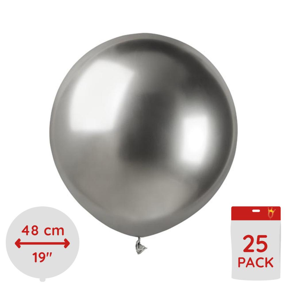 Latexballonger - Shiny Silver 48 cm 25-pack