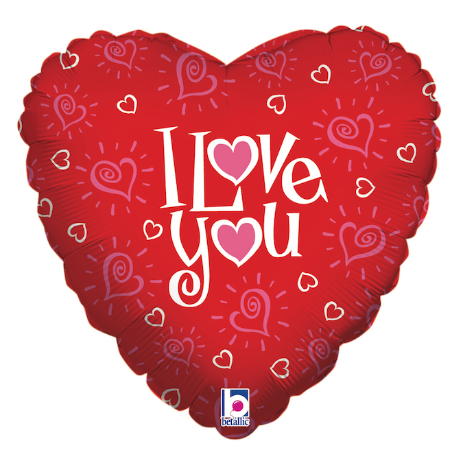 Folieballong - Love You Hearts 46 cm