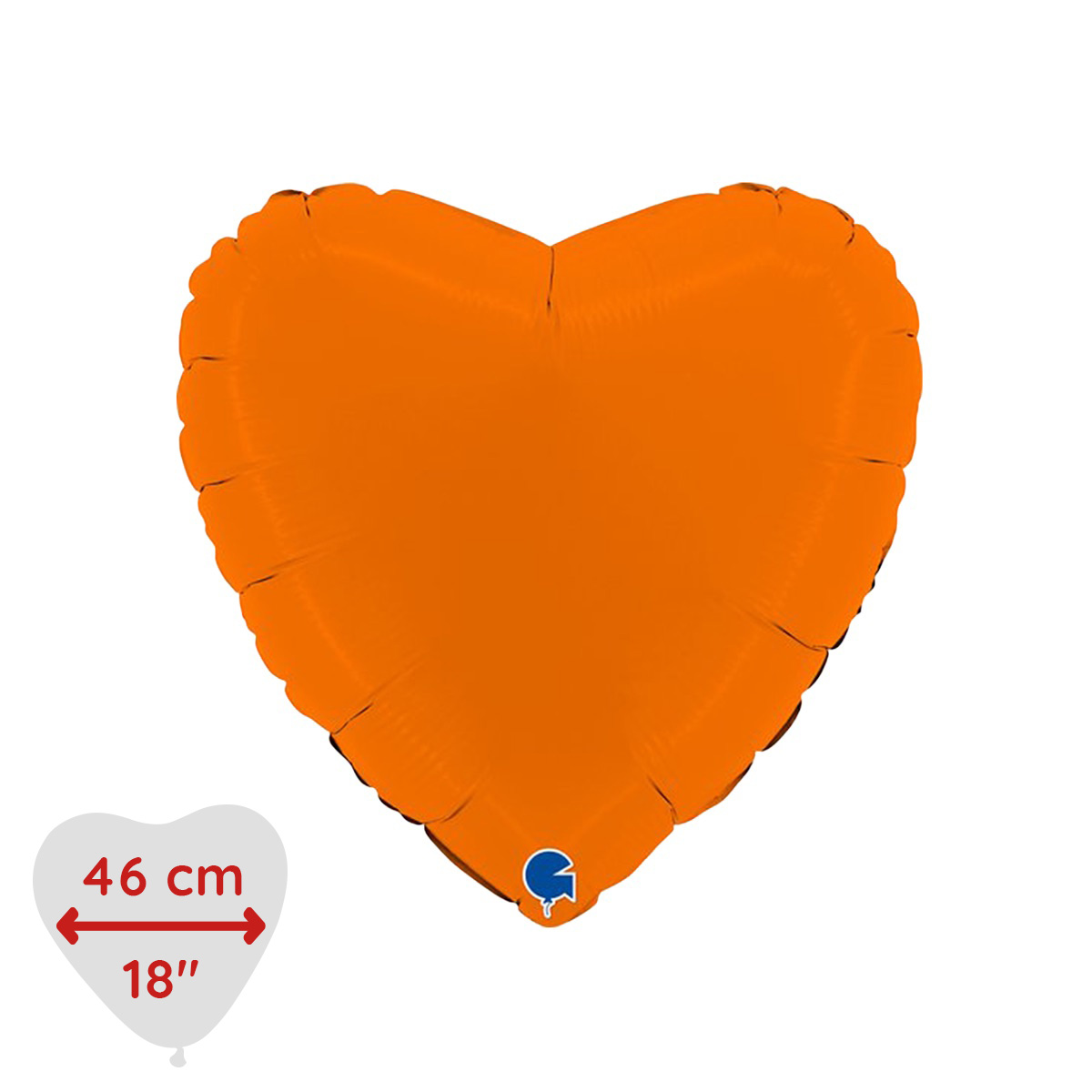 Folieballong - Hjärta Matte Orange 46 cm