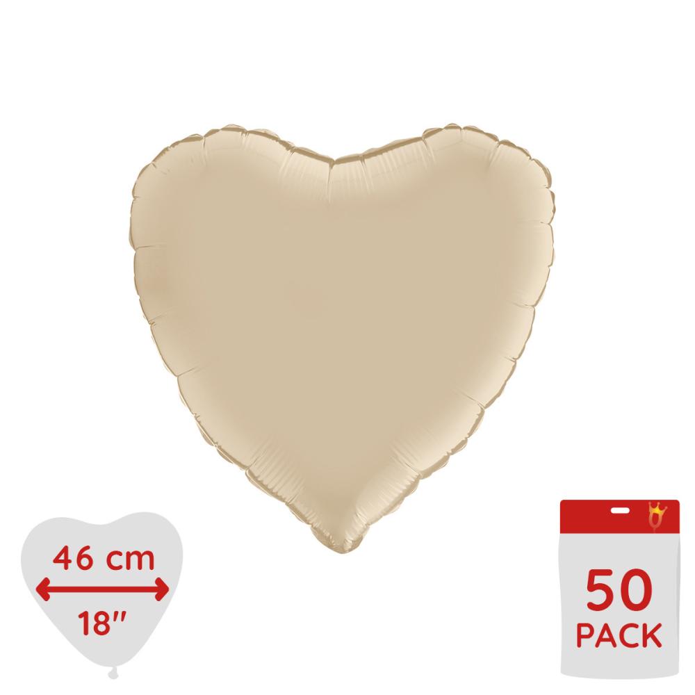 Folieballong - Hjärta 46 cm Satin Cream - Bulk 50-pack
