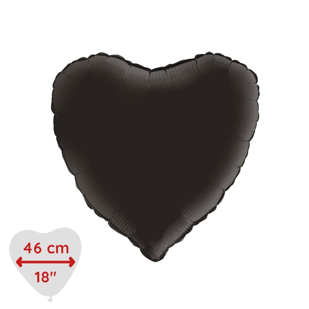 Folieballong - Hjärta Satin Fume Black 46 cm