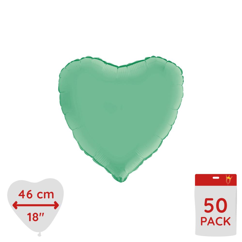 Folieballong - Hjärta Satin Olive Green 46 cm - Bulk 50-pack