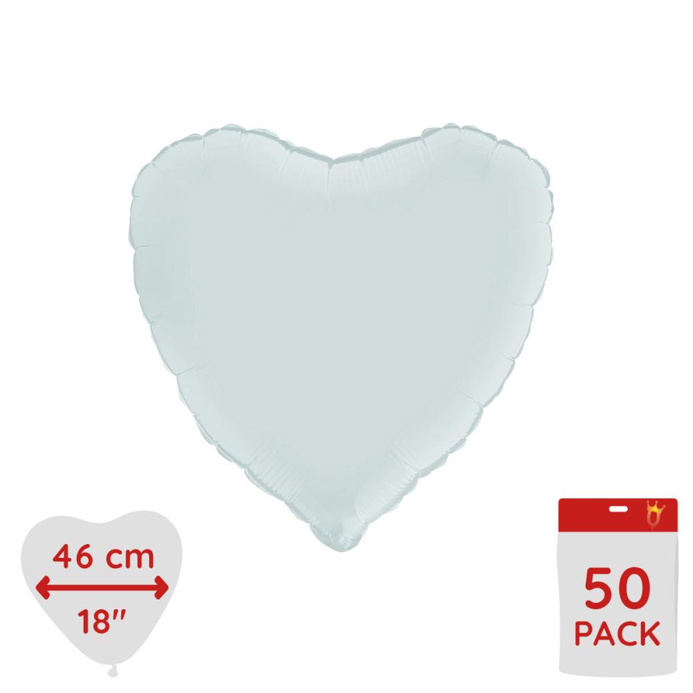 Folieballong - Hjärta Satin Pastel Blue 46 cm - Bulk 50-pack