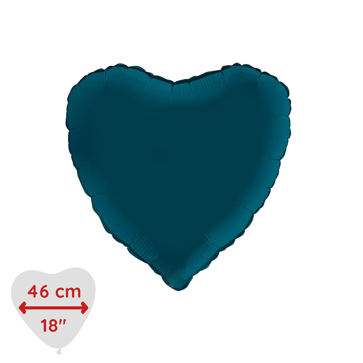 Folieballong - Hjärta Satin Petrol Blue 46 cm