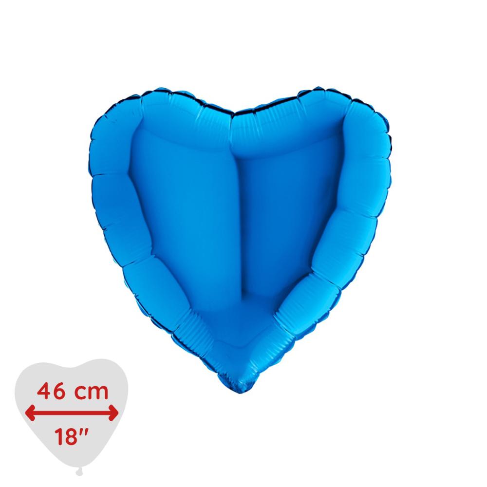 Folieballong - Hjärta Blått 46 cm