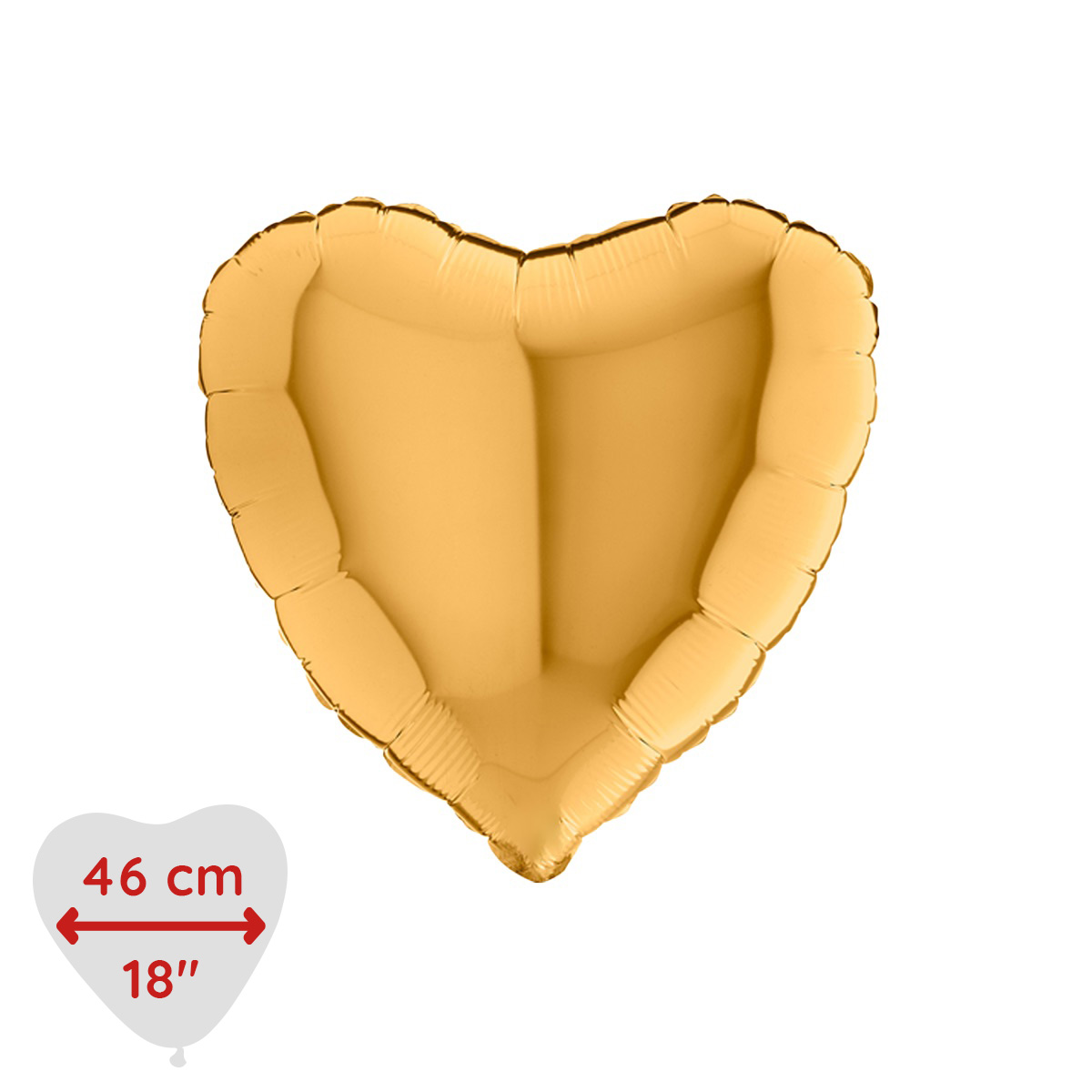Folieballong - Hjärta Guld 46 cm
