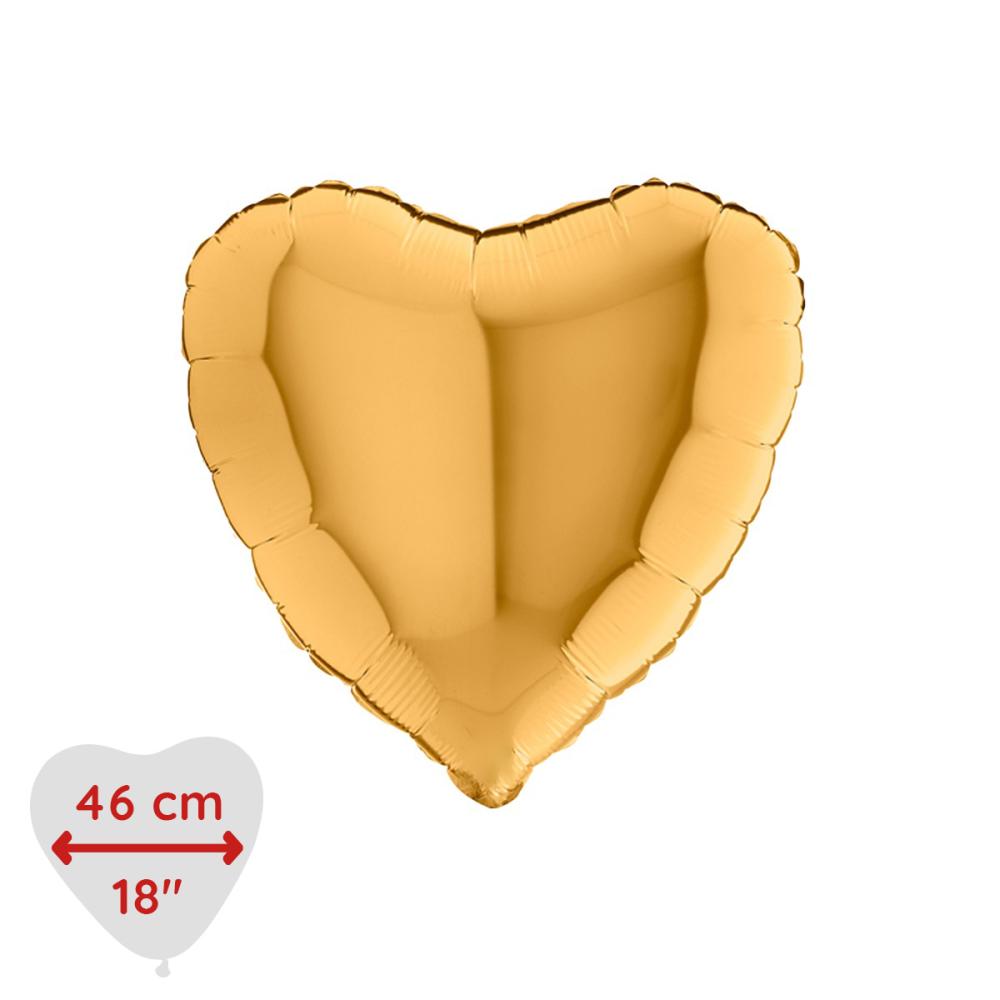 Folieballong - Hjärta Guld 46 cm