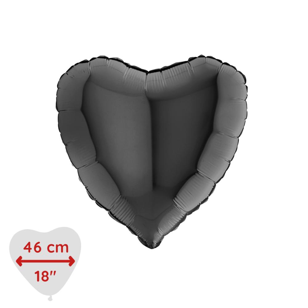 Folieballong - Hjärta Svart 46 cm
