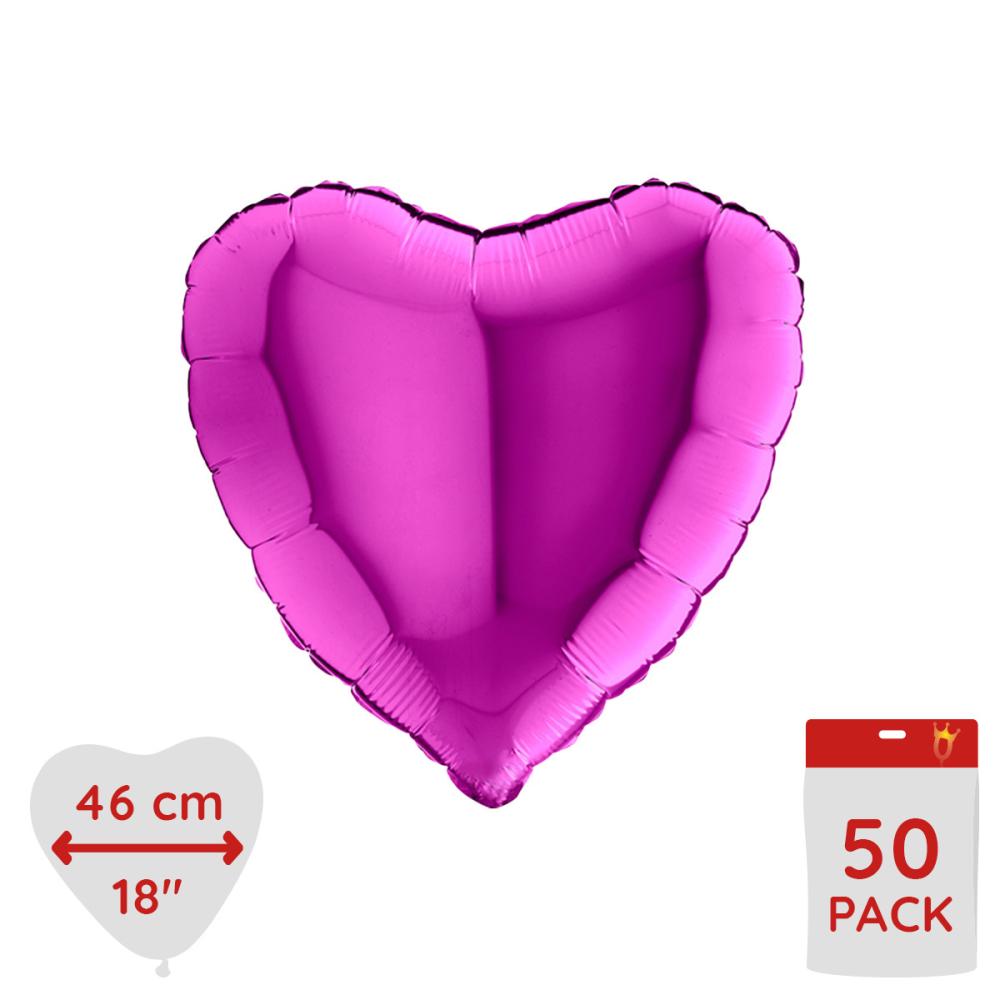 Folieballong - Hjärta Lila 46 cm - Bulk 50-pack