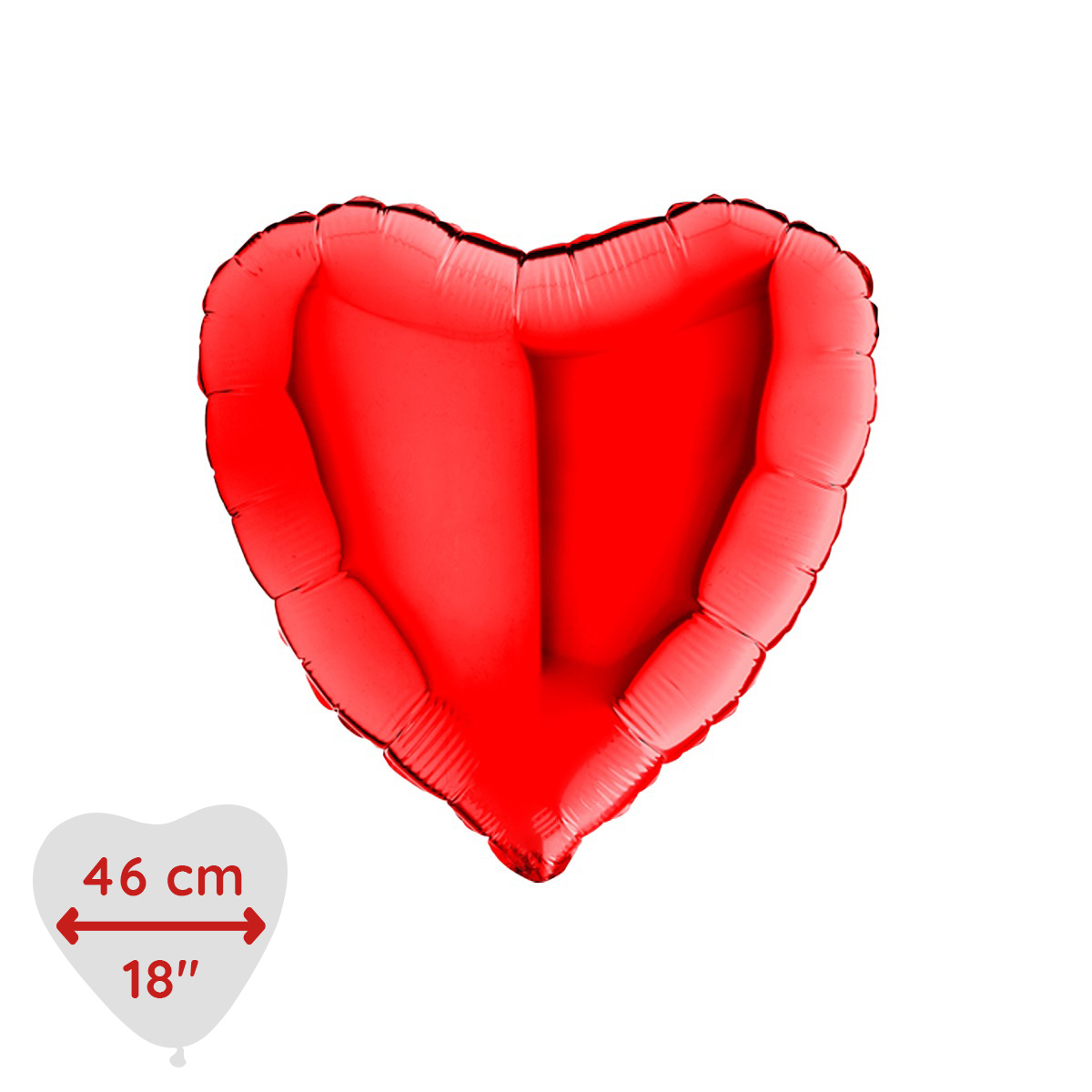 Folieballong - Hjärta Rött 46 cm