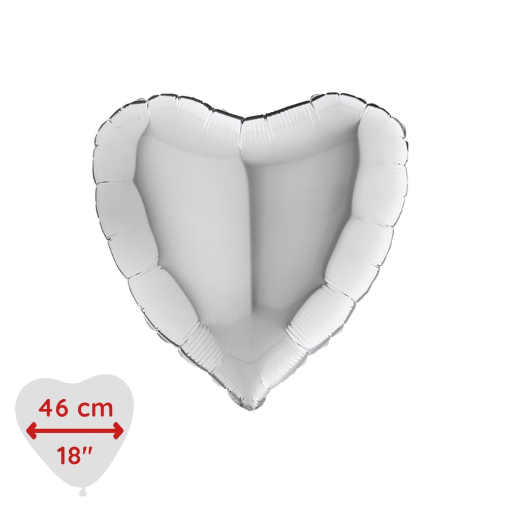 Folieballong - Hjärta Silver 46 cm
