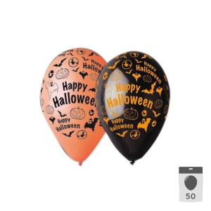 Latexballonger - Happy Halloween Svarta & Orange 50-pack