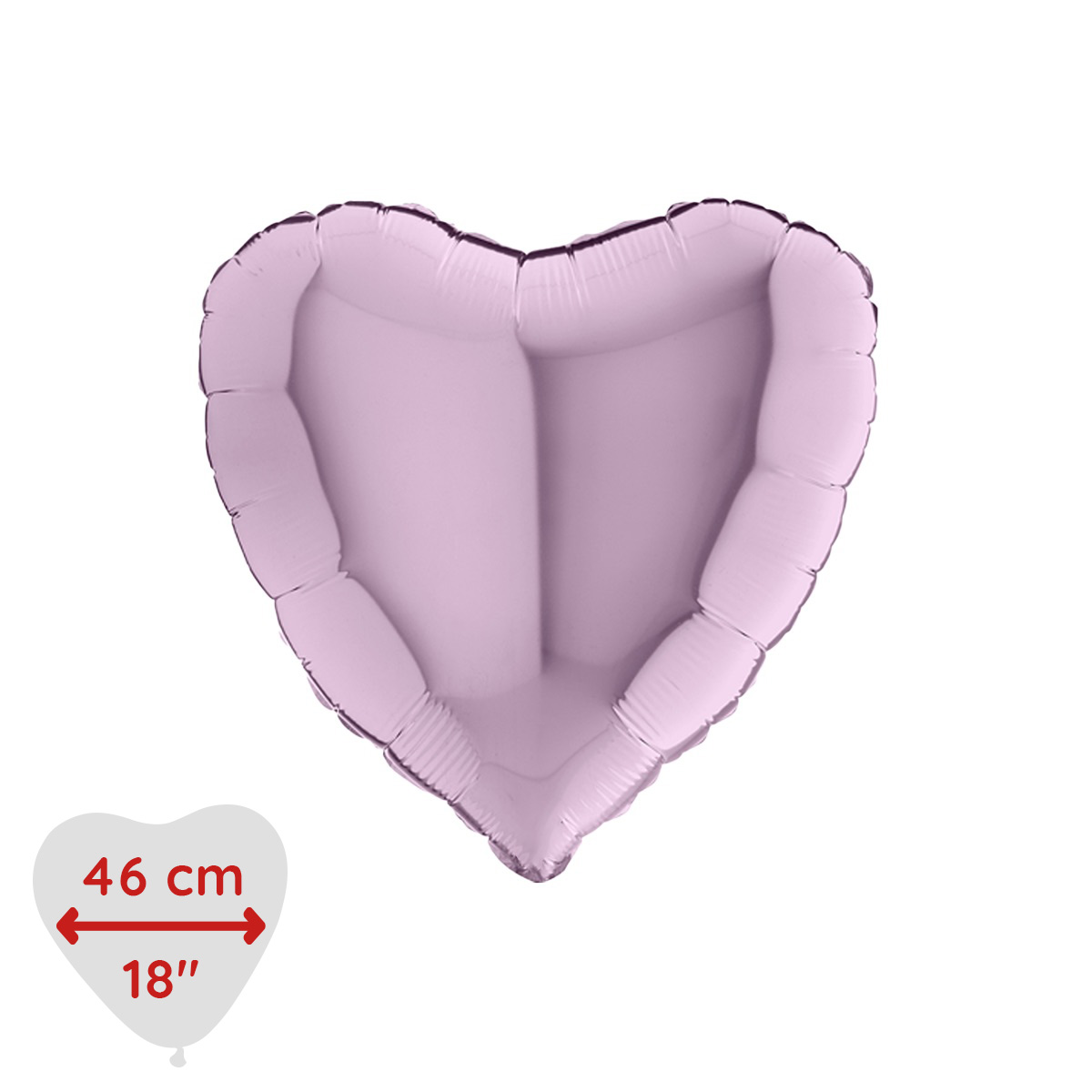 Folieballong - Hjärta Ljuslila 46 cm