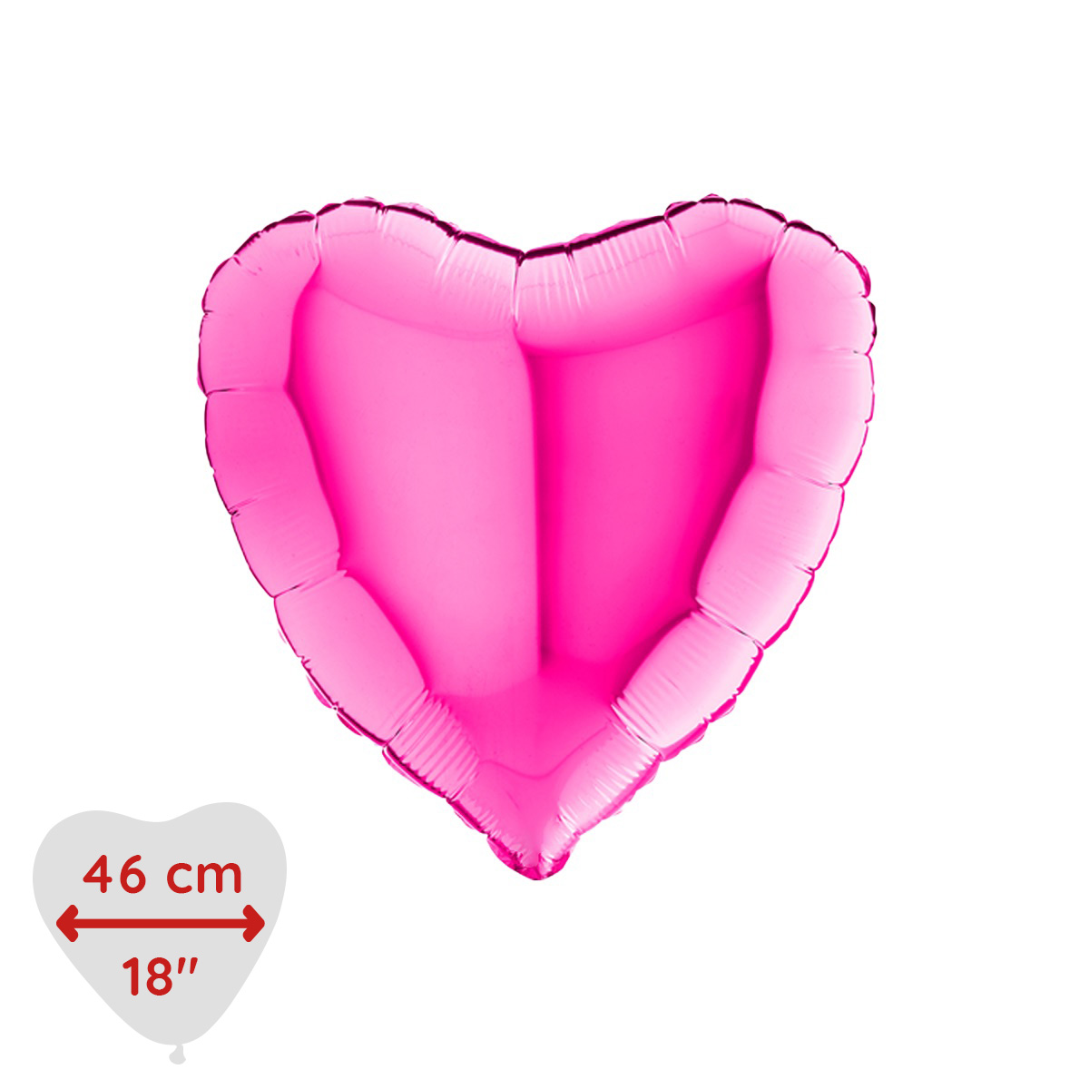 Folieballong - Hjärta Magenta 46 cm