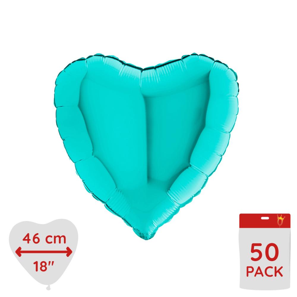 Folieballong - Hjärta Tiffany 46 cm - Bulk 50-pack
