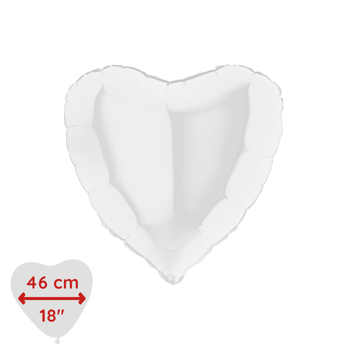 Folieballong - Hjärta Vitt 46 cm