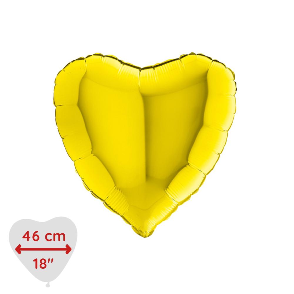 Folieballong - Hjärta Metallic Gult 46 cm