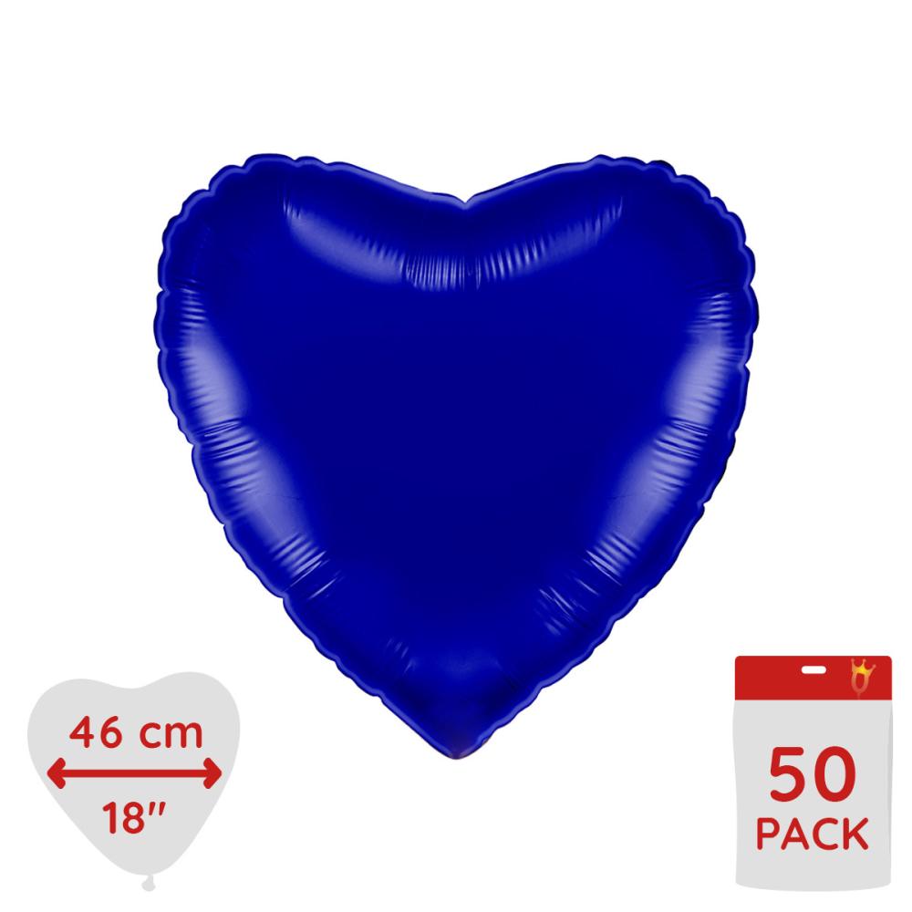 Folieballong - Hjärta Blue Capri 46 cm - Bulk 50-pack